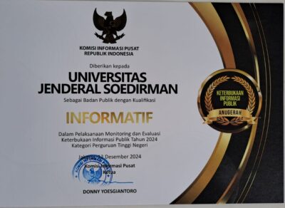 UNSOED Pertahankan Anugerah Tertinggi sebagai Perguruan Tinggi Informatif