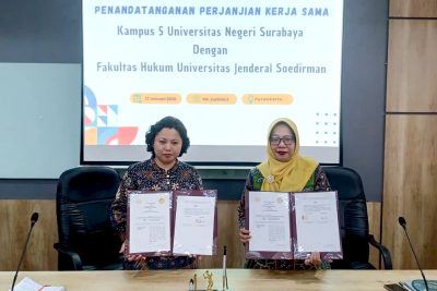 FH Unsoed dan Kampus 5 UNESA Tandatangani PKS, Perkuat Kolaborasi Akademik Berbasis SDGs